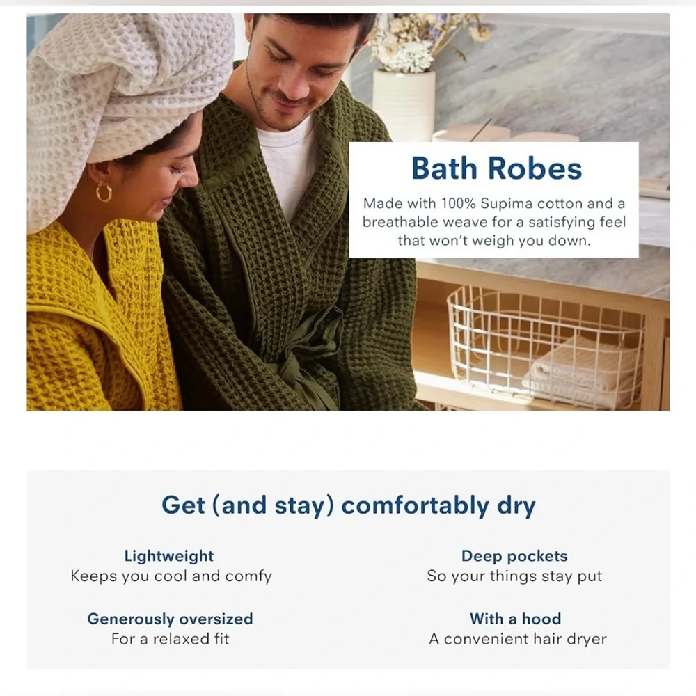 Onsen Waffle Weave Hooded Robe - Size Small, Unisex - Picture 11 of 12